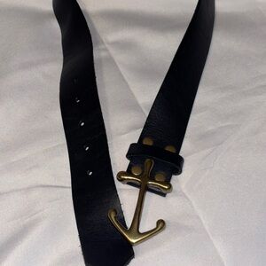 Navy Blue Genuine Leather Ship Anchor Buckle Belt Nautical XS